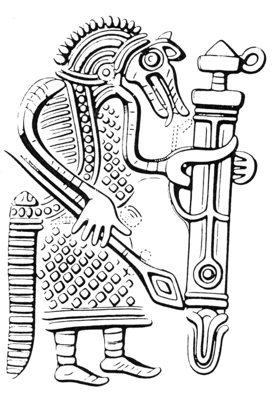 Svärdskeden från Gutenstein-Sigmaringen, Baden-Württemberg, Tyskland (600-talet eller omkring 700 e.Kr.). Tecknare: I. Müller.